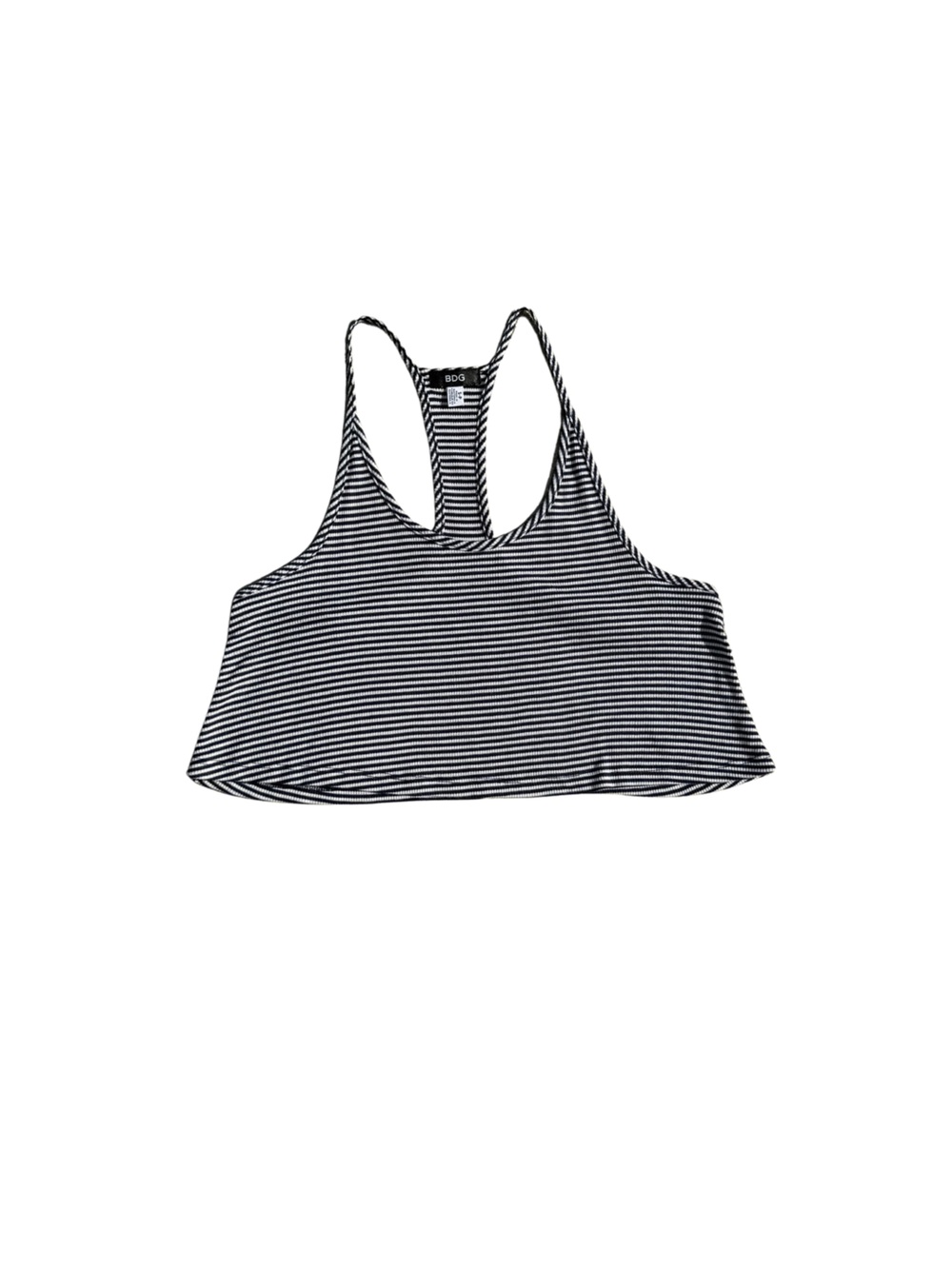 Striped Black and White Racerback Crop Tank